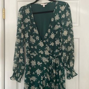 LC Lauren Conrad Green Floral Wrap Dress